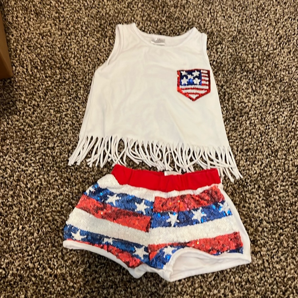 Boutique patriotic baseball two piece outfit size 2T